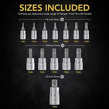 LEXIVON 13-Piece Tamper Proof Torx Bit Socket Set