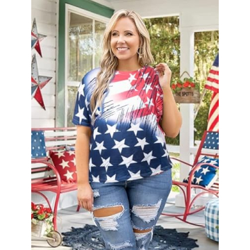 Stylish Plus Size American Flag Shirt for Summer Events