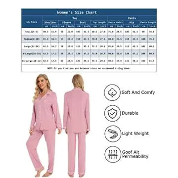 Leikar Button Up Pajama Set For Women Long Sleeve Shirt And Pajama Pants Soft Pjs Lounge Sets
