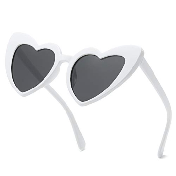 GIFIORE Heart Sunglasses Polarized Cute White Heart Shaped Cat Eye Sunglasses