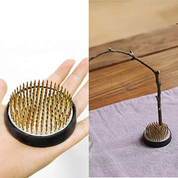 Flower Frog Round Holder Kenzan Floral Fixed Tool Pin Frog for Flower Arrangements Vase 2.4" (Gold)