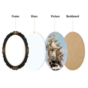 SIMON'S SHOP Oval Picture Frames 11x14, Black Picture Frame, Antique Picture Frames for Wall, Vintage Photo Frame 11 by 14