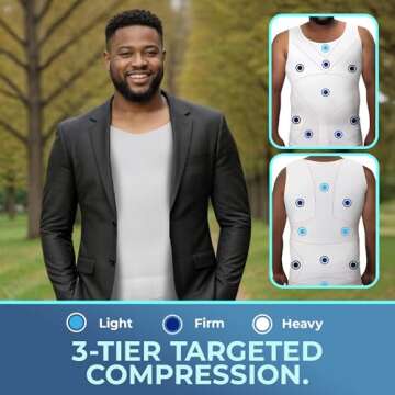 QORE LOGIQ Gynecomastia Compression Shirts for Men - Sleeveless Slimming Undershirts Tummy Control and Body Shaper Tank Top White L 3Packs