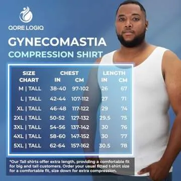 QORE LOGIQ Gynecomastia Compression Shirts for Men - Sleeveless Slimming Undershirts Tummy Control and Body Shaper Tank Top White L 3Packs