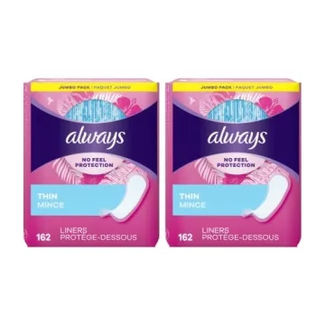 Always Thin No Feel Protection Daily Liners Unscented, 162 Count - Pack of 2