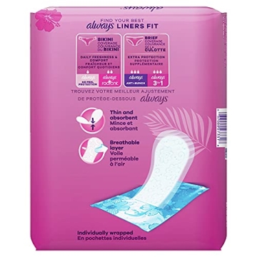 Always No Feel Daily Liners - Thin, Comfortable, 162 Count