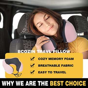 BCOZIN Travel Pillow with Chin Support for Comfort