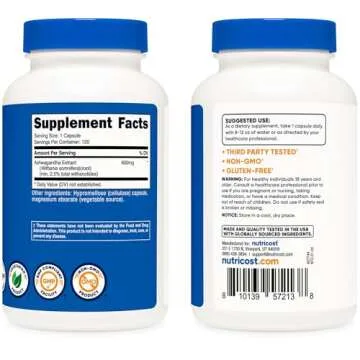 Nutricost Ashwagandha Herbal Supplement 600mg, 120 Capsules - Vegetarian, Non-GMO, Gluten Free, Ashwagandha Root