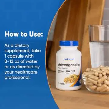 Nutricost Ashwagandha Herbal Supplement 600mg, 120 Capsules - Vegetarian, Non-GMO, Gluten Free, Ashwagandha Root