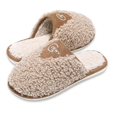 GOEWY Cozy Fuzzy Slippers for Women Indoor and Outdoor Non Slip Memory Foam House Shoes Christmas Gi...