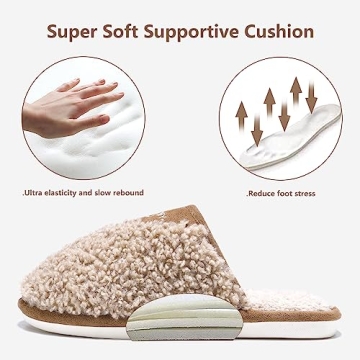 GOEWY Cozy Fuzzy Slippers for Women Indoor and Outdoor Non Slip Memory Foam House Shoes Christmas Gift for Women Mom Girlfriend Daughter