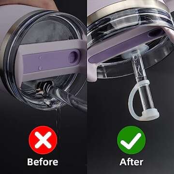 2 Sets Silicone Spill Stopper for Stanley 40/30 oz Quencher H2.0 Tumbler with Handle including 2 Str...