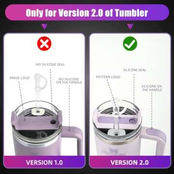 2 Sets Silicone Spill Stopper for Stanley 40/30 oz Quencher H2.0 Tumbler with Handle including 2 Straw Cover Sets 2 Round Leak Stoppers 2 Square Spill Stoppers for Stanley Cup Accessories Dust-proof