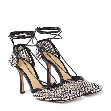 Elegant Perixir Tie Up Heels with Rhinestones for Women