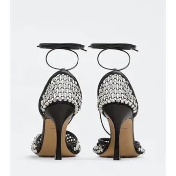 Elegant Perixir Tie Up Heels with Rhinestones for Women