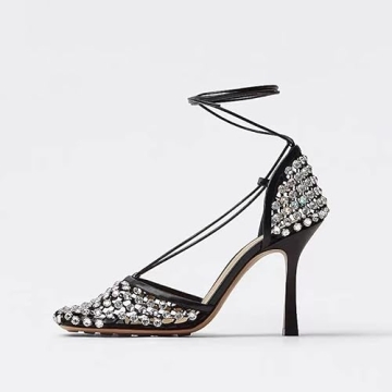Elegant Perixir Tie Up Heels with Rhinestones for Women