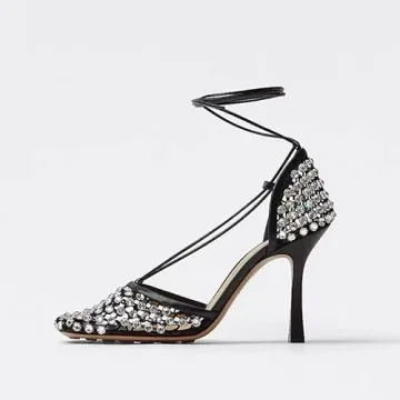 Elegant Perixir Tie Up Heels with Rhinestones for Women