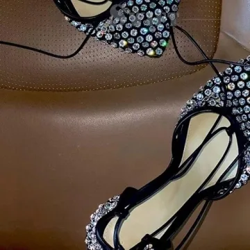 Elegant Perixir Tie Up Heels with Rhinestones for Women