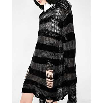 Zhiyouni Punk Gothic Sweater for Women Men Hollow Out Knit Tops