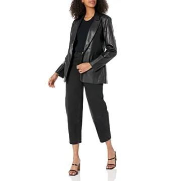 Stylish The Drop Women's Faux Leather Anouk Blazer