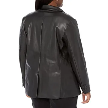 Stylish The Drop Women's Faux Leather Anouk Blazer