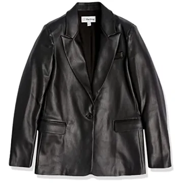 Stylish The Drop Women's Faux Leather Anouk Blazer