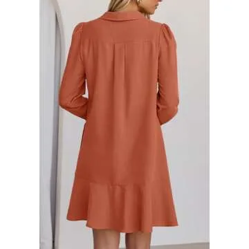 Stylish MEROKEETY Long Sleeve Shirt Dress for Women
