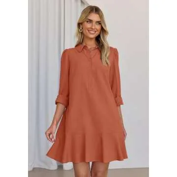 Stylish MEROKEETY Long Sleeve Shirt Dress for Women