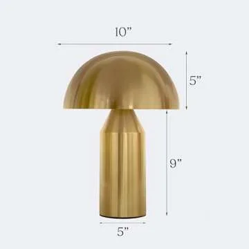 Brightech Venus Gold Mushroom Table Lamp - Modern Lamp for Living Room, Bedroom Side/End Table - Dimmable, Unique Side Table LED Lamp Shade for Office, Reading