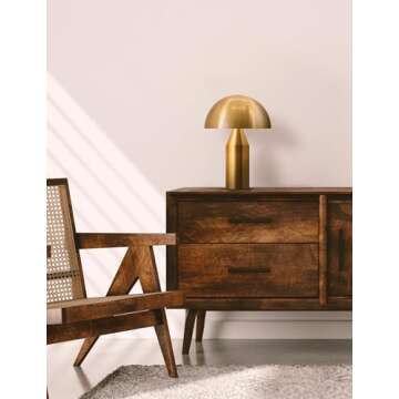 Brightech Venus Gold Mushroom Table Lamp - Modern Lamp for Living Room, Bedroom Side/End Table - Dimmable, Unique Side Table LED Lamp Shade for Office, Reading