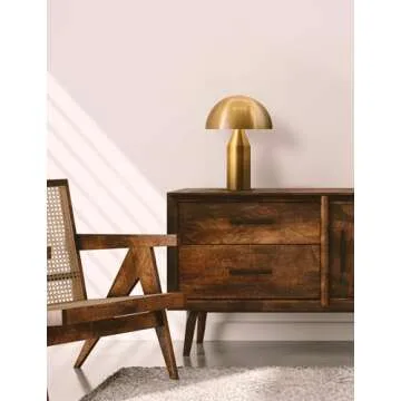 Brightech Venus Gold Mushroom Table Lamp - Modern Lamp for Living Room, Bedroom Side/End Table - Dimmable, Unique Side Table LED Lamp Shade for Office, Reading