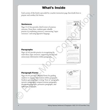 Evan-Moor Writing Fabulous Sentences & Paragraphs, Grades 4-6, Homeschool & Classroom Workbook, Activities, Main Ideas, Topic Sentences, Figurative Language, Descriptive Details, Writing Skills