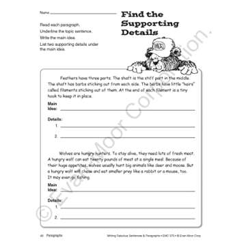 Evan-Moor Writing Fabulous Sentences & Paragraphs, Grades 4-6, Homeschool & Classroom Workbook, Activities, Main Ideas, Topic Sentences, Figurative Language, Descriptive Details, Writing Skills