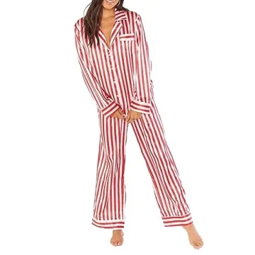 XBTCLXEBCO Women’s Striped Pajamas Set for Christmas
