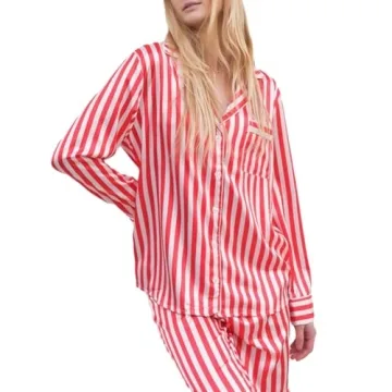 XBTCLXEBCO Women’s Striped Pajamas Set for Christmas