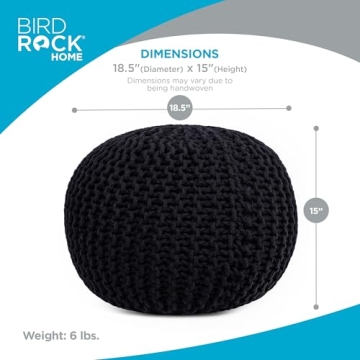 BirdRock Home Round Pouf Ottoman for Stylish Comfort