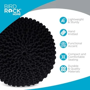 BirdRock Home Round Pouf Ottoman for Stylish Comfort