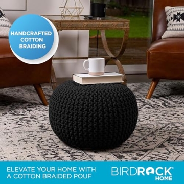 BirdRock Home Round Pouf Ottoman for Stylish Comfort