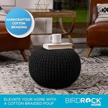 BirdRock Home Round Pouf Ottoman for Stylish Comfort