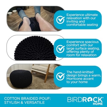 BirdRock Home Round Pouf Ottoman for Stylish Comfort
