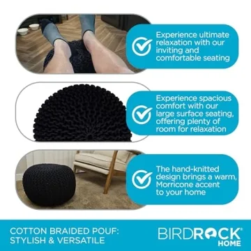 BirdRock Home Round Pouf Ottoman for Stylish Comfort