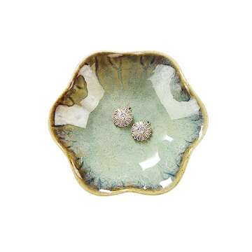 2PCS Lotus Leaf Shape Ring Holder Dish, Small Key Bowl, Ceramic Trinket Tray Jewelry Dish Organizing...