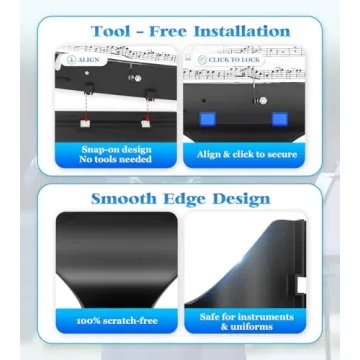 Flute Lyre, Flip Folder Marching Band, Clarinet Lyre with Adjustable Strap, Includes 8 Pcs Double-Sided Flip Folio Pages for Flute, Piccolo, Trumpet, Oboe and Brass Instruments