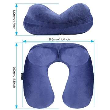 urophylla Inflatable Travel Pillow for Airplane, Soft Velvet Inflatable Travel Neck Pillow for Airplanes, Train, Car, Home and Office with Packsack & Comfortable Velvet - Blue