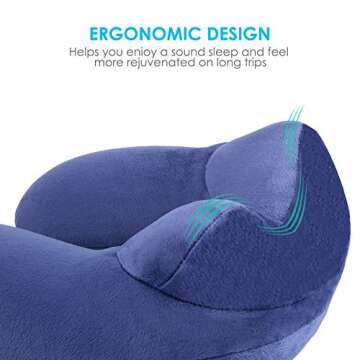 urophylla Inflatable Travel Pillow for Airplane, Soft Velvet Inflatable Travel Neck Pillow for Airplanes, Train, Car, Home and Office with Packsack & Comfortable Velvet - Blue