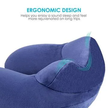 urophylla Inflatable Travel Pillow for Airplane, Soft Velvet Inflatable Travel Neck Pillow for Airplanes, Train, Car, Home and Office with Packsack & Comfortable Velvet - Blue