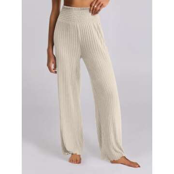 ANRABESS Women 2 Piece Lounge Pajamas Sets Casual Ribbed Knit Long Sleeve Top Pants Matching Set 2025 Fall Outfits Clothes