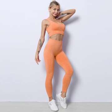 Yodygaga Seamless Leggings Sets Women 2 Piece Workout Outfits Sports Bra And High Waisted Leggings Workout Suits