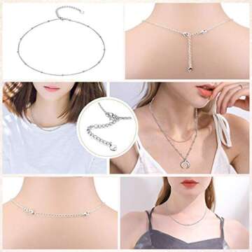 LANCHARMED 925 Sterling Silver Necklace Extenders Durable Necklace Extender Strong Removable Necklac...