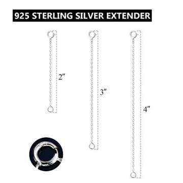 LANCHARMED 925 Sterling Silver Necklace Extenders Durable Necklace Extender Strong Removable Necklaces Bracelet Anklet Extender for Jewelry Making(2 3 4 Inch)